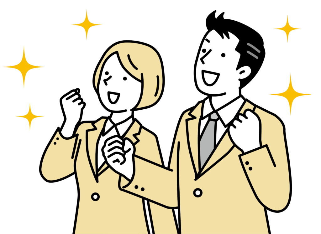 スーツを着てやる気がある男女のイラスト